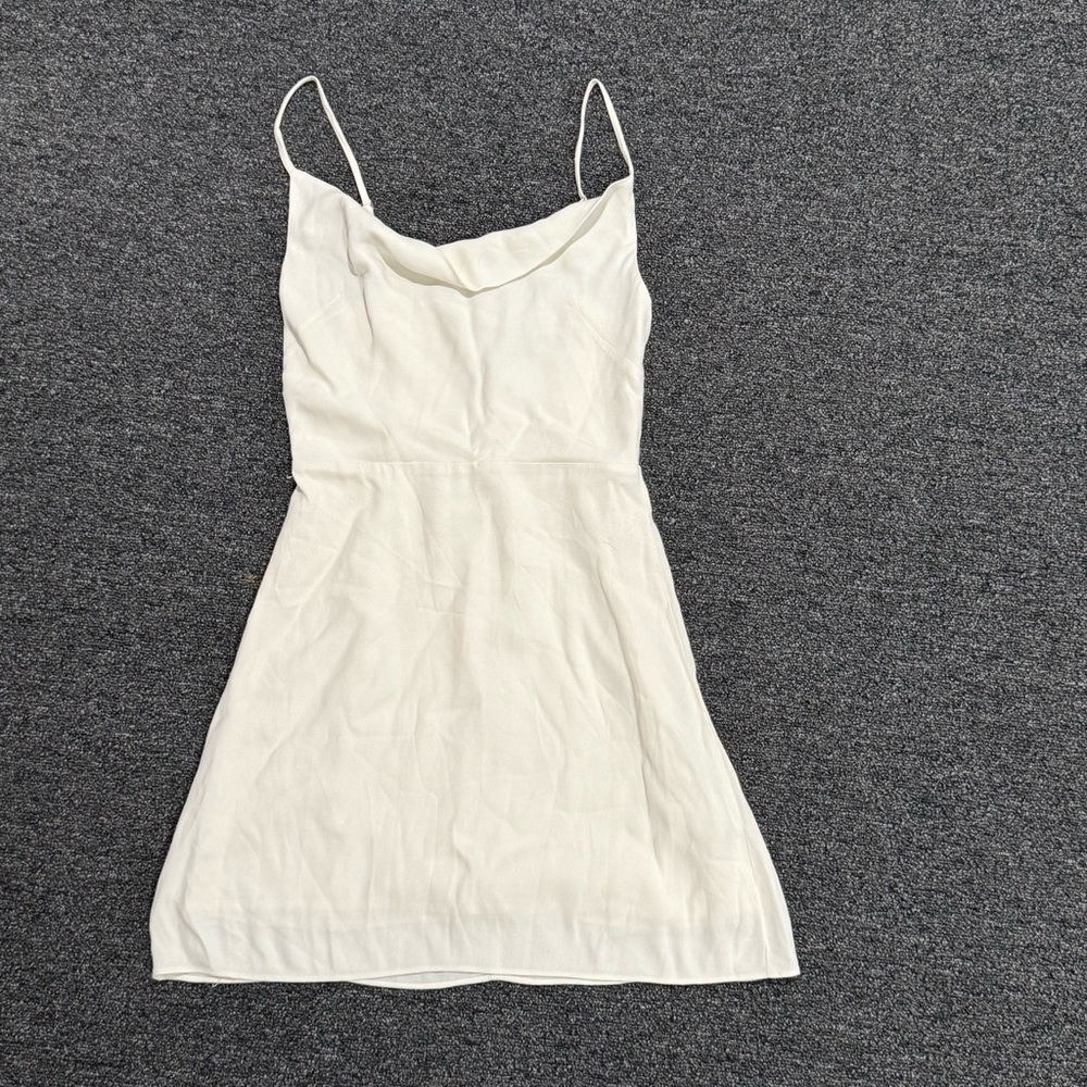 Sun-deh~Mini Cocktail Dress~Women’s XS~Cream~Adjustable Straps~Cowl Neck~Lined